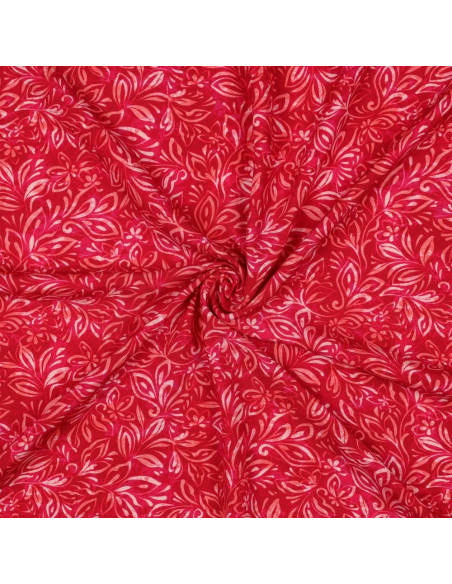 Tissu, Viscose Imprimée, Fleurs Abstraites Rose Fuchsia, Laize 140 cm, 100% Viscose 110g/m²