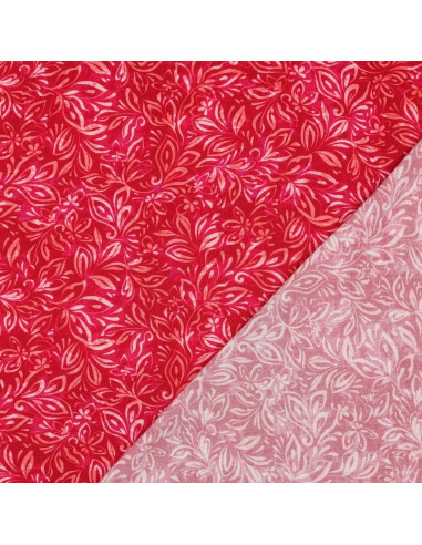 Tissu, Viscose Imprimée, Fleurs Abstraites Rose Fuchsia, Laize 140 cm, 100% Viscose 110g/m²
