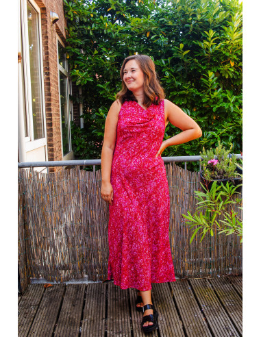 Viscose, impression digitale, fleurs roses