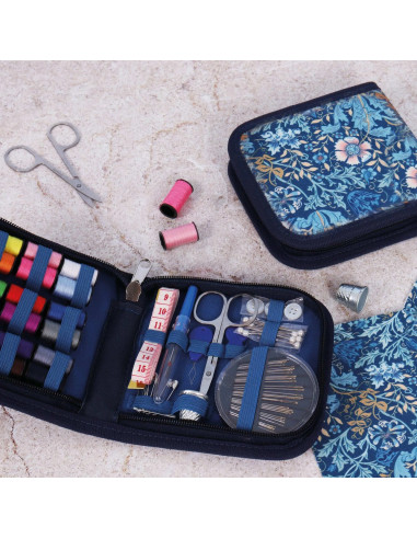 Kit de couture, fleurs bleues
