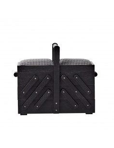 Travailleuse bois, noir avec tissu