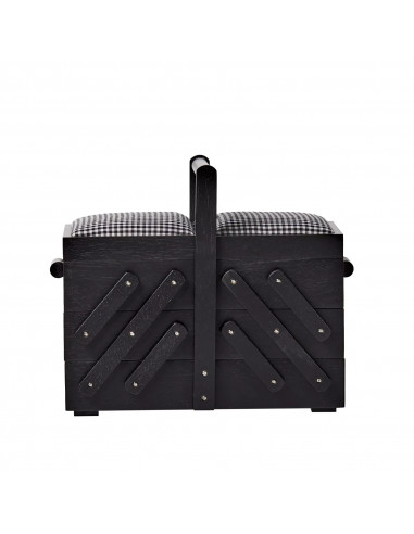 Travailleuse bois, noir avec tissu