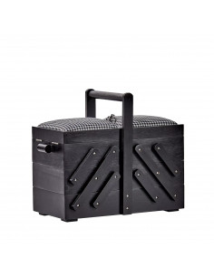 Travailleuse bois, noir avec tissu 2