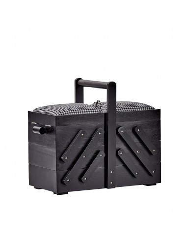 Travailleuse bois, noir avec tissu