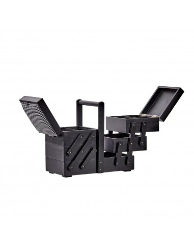 Travailleuse bois, noir avec tissu