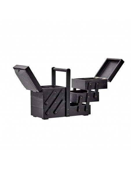 Travailleuse bois, noir avec tissu