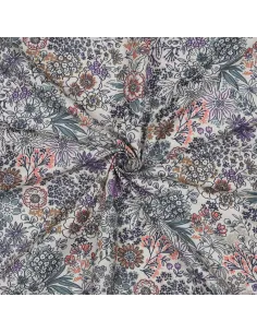 Tissu, Popeline de Coton Fleurie Digitale, Multicolore Pastel, Laize 150 cm, 100% Coton 110g/m²