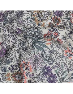 Tissu, Popeline de Coton Fleurie Digitale, Multicolore Pastel, Laize 150 cm, 100% Coton 110g/m² 2