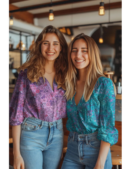 Popeline de coton, impression digitale, jardin fleuri