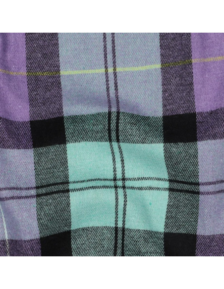 Tissu, Tartan Écossais Brossé Jacquard, Mauve Profond et Vert Forêt, Laize 145 cm, Polyester et Coton 150g/m²