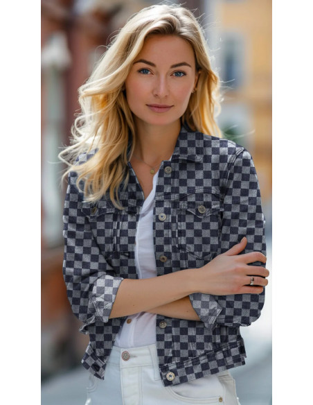 Jacquard denim, damier