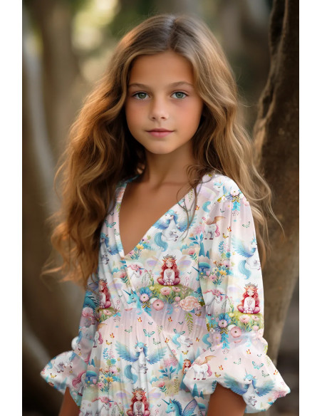 Jersey de coton, impression digitale, licornes