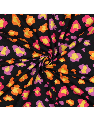 Jersey de coton, léopard coloré, pailleté