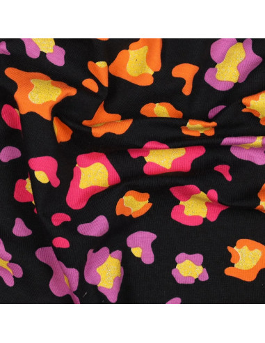 Jersey de coton, léopard coloré, pailleté