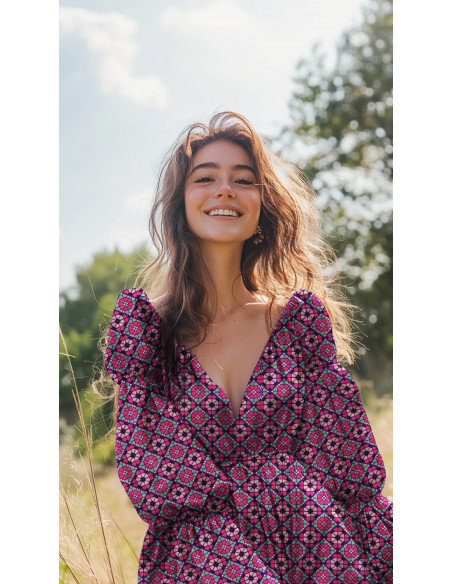 Viscose Ecovero, impression digitale, mosaïque