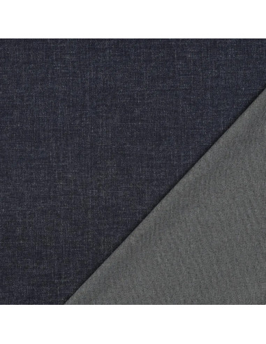 Tissu, Jersey Épais Aspect Denim, Bleu Denim Chiné, Laize 150 cm, Viscose Polyester Spandex Oeko-Tex