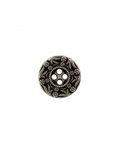 Bouton métal, à trous, 20mm, argent/noir