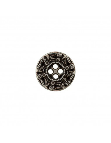 Bouton métal, à trous, 20mm, argent/noir