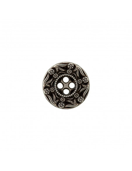 Bouton métal, à trous, 20mm, argent/noir