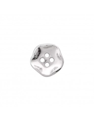 Bouton métal, 4 trous, 15mm, argent