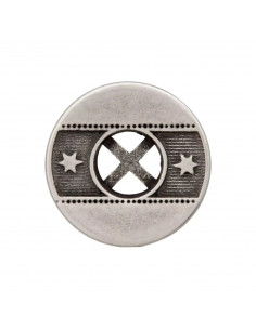 Bouton métal, 4 trous, Style boho, 20mm, argent vieilli