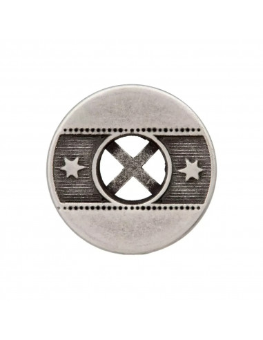 Bouton métal, 4 trous, Style boho, 20mm, argent vieilli