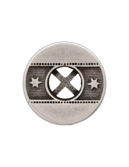 Bouton métal, 4 trous, Style boho, 20mm, argent vieilli