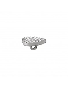 Bouton métal/strass, à pied, Cœur, 15mm, transparent 2