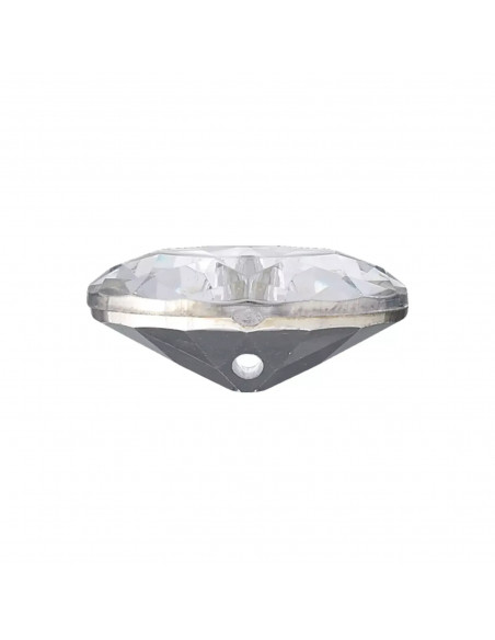 Bouton imitation cristal, à pied, 18mm, blanc
