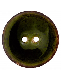 Bouton coco, 2 trous, 23mm, émaillé, vert