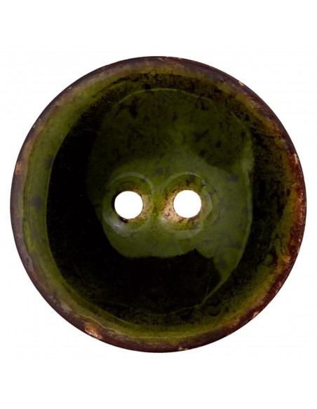 Bouton coco, 2 trous, 23mm, émaillé, vert