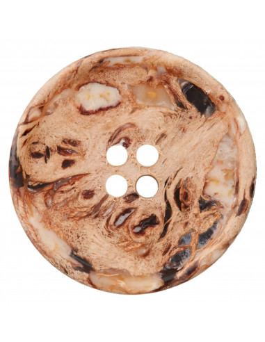 Bouton polyester, 4 trous, 20mm marron