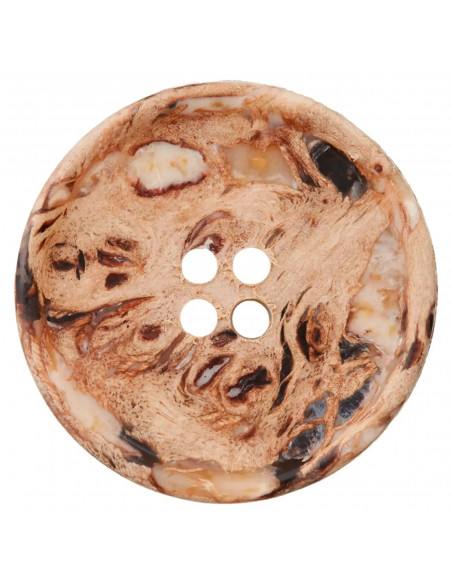 Bouton polyester, 4 trous, 20mm marron