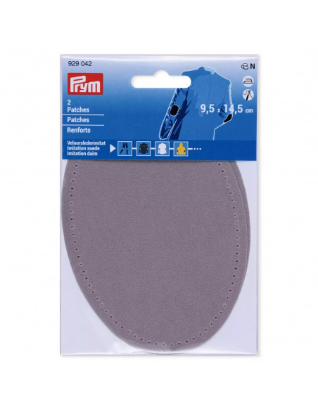 Renforts imitation daim, thermocollant, 9,5 x 14,5 cm, gris clair