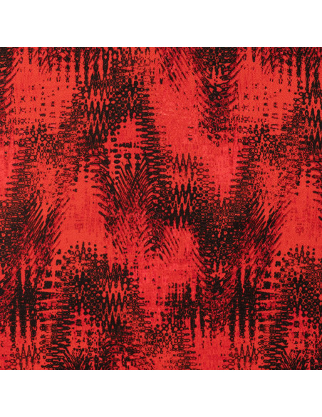 Satin viscose imprimé, zigzag, rouge