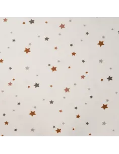 Tissu, Minky Stretch Imprimé Étoiles, Grises et Terracotta, Laize 150 cm, 94% Polyester 6% Spandex