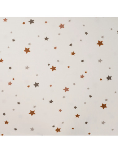 Tissu, Minky Stretch Imprimé Étoiles, Grises et Terracotta, Laize 150 cm, 94% Polyester 6% Spandex