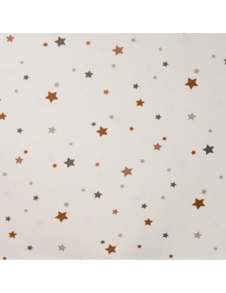 Tissu, Minky Stretch Imprimé Étoiles, Grises et Terracotta, Laize 150 cm, 94% Polyester 6% Spandex