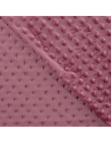 Tissu, Polaire Minky Pois Reliefs, Vieux Rose, Laize 150 cm, 100% Polyester