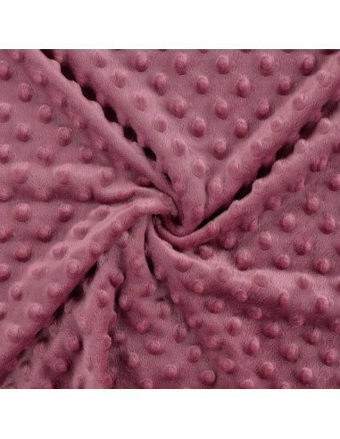 Tissu, Polaire Minky Pois Reliefs, Vieux Rose, Laize 150 cm, 100% Polyester