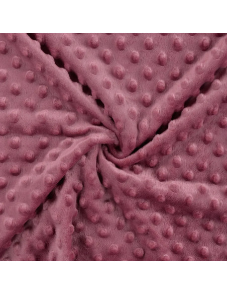 Tissu, Polaire Minky Pois Reliefs, Vieux Rose, Laize 150 cm, 100% Polyester