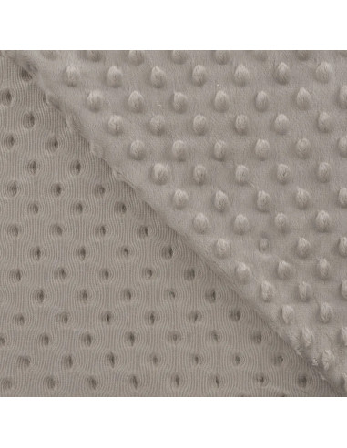 Tissu, Polaire Minky Pois Reliefs, Gris, Laize 150 cm, 100% Polyester 255g/m²