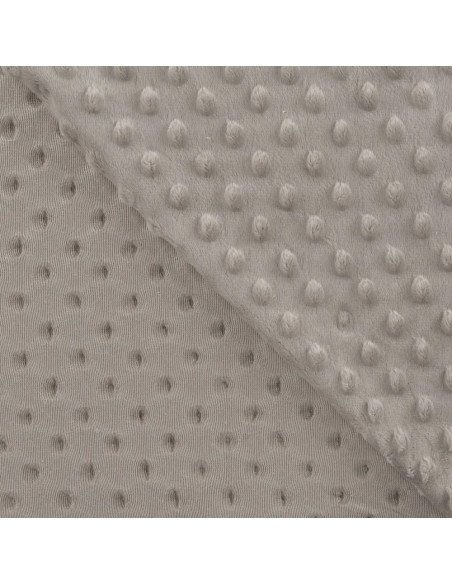 Tissu, Polaire Minky Pois Reliefs, Gris, Laize 150 cm, 100% Polyester 255g/m²