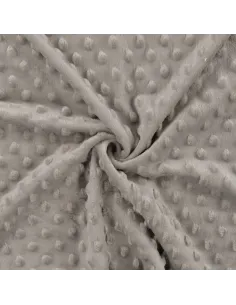 Tissu, Polaire Minky Pois Reliefs, Gris, Laize 150 cm, 100% Polyester 255g/m²