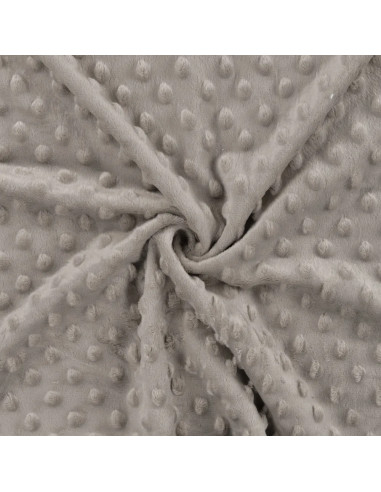Tissu, Polaire Minky Pois Reliefs, Gris, Laize 150 cm, 100% Polyester 255g/m²