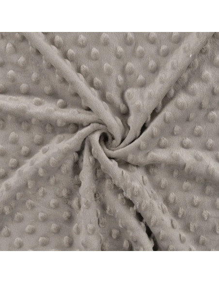 Tissu, Polaire Minky Pois Reliefs, Gris, Laize 150 cm, 100% Polyester 255g/m²