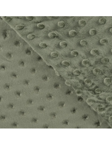 Tissu, Polaire Minky Pois Reliefs, Vert Kaki, Laize 150 cm, 100% Polyester 255g/m²