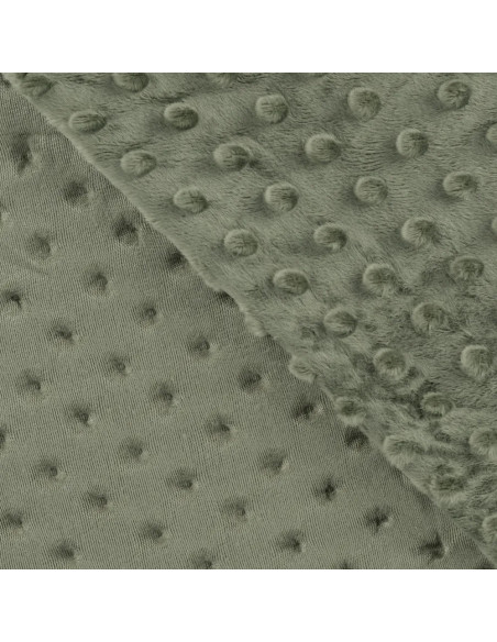 Tissu, Polaire Minky Pois Reliefs, Vert Kaki, Laize 150 cm, 100% Polyester 255g/m²