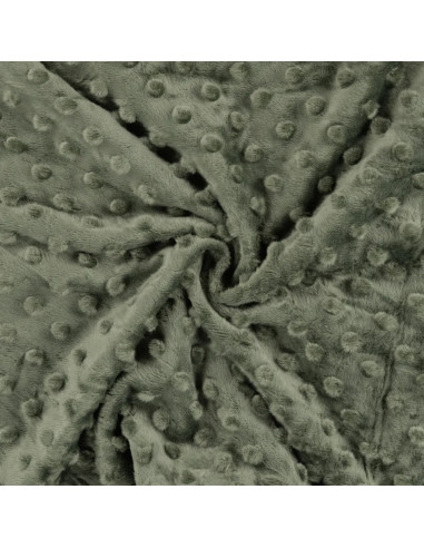 Tissu, Polaire Minky Pois Reliefs, Vert Kaki, Laize 150 cm, 100% Polyester 255g/m²