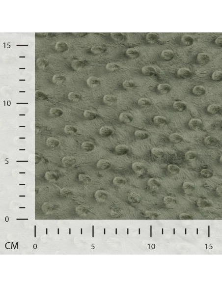 Tissu, Polaire Minky Pois Reliefs, Vert Kaki, Laize 150 cm, 100% Polyester 255g/m²